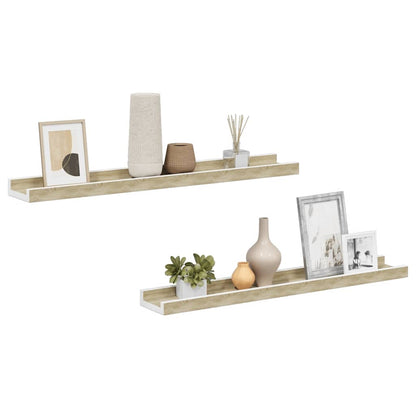 vidaXL Wandregale 2 Stk. Weiß und Sonoma-Eiche 60x9x3 cm
