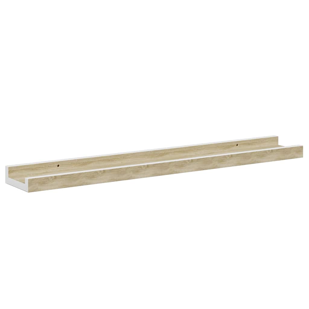 vidaXL Wandregale 2 Stk. Weiß und Sonoma-Eiche 60x9x3 cm
