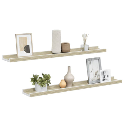 vidaXL Étagères murales 2 pcs Blanc et chêne Sonoma 80x9x3 cm