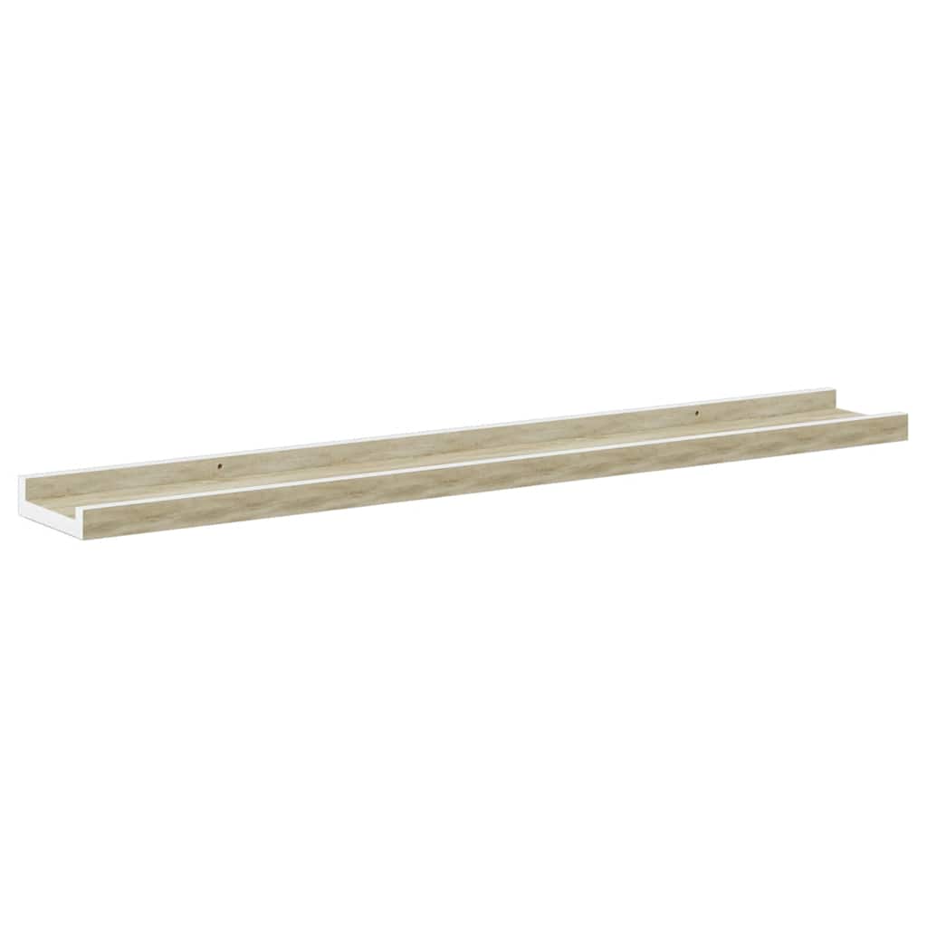 vidaXL Étagères murales 2 pcs Blanc et chêne Sonoma 80x9x3 cm