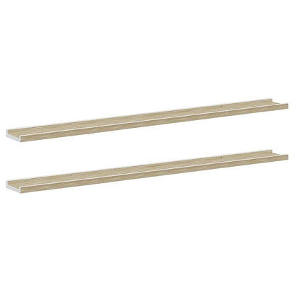 vidaXL Wandregale 2 Stk. Weiß und Sonoma-Eiche 115x9x3 cm