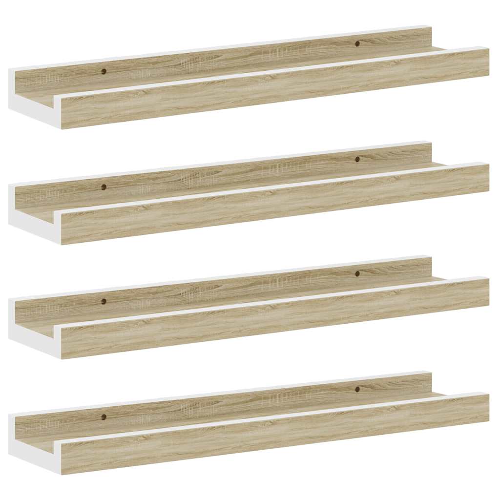 vidaXL Wandregale 4 Stk. Weiß und Sonoma-Eiche 40x9x3 cm