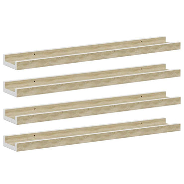 vidaXL Wandregale 4 Stk. Weiß und Sonoma-Eiche 60x9x3 cm