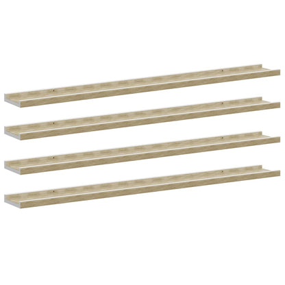 vidaXL Wandregale 4 Stk. Weiß und Sonoma-Eiche 100x9x3 cm