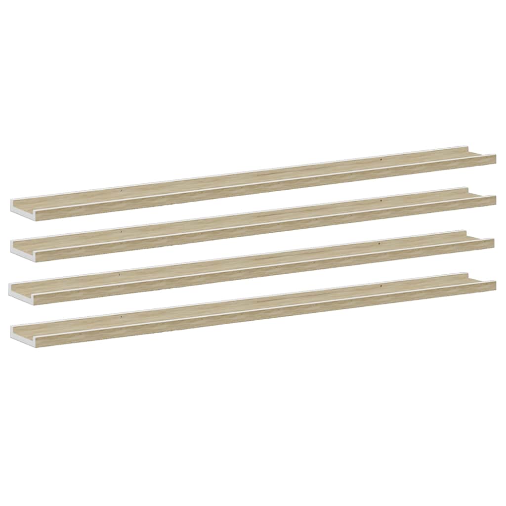vidaXL Wandregale 4 Stk. Weiß und Sonoma-Eiche 115x9x3 cm