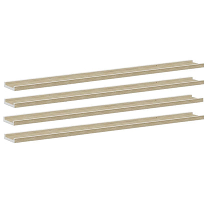 vidaXL Wandregale 4 Stk. Weiß und Sonoma-Eiche 115x9x3 cm