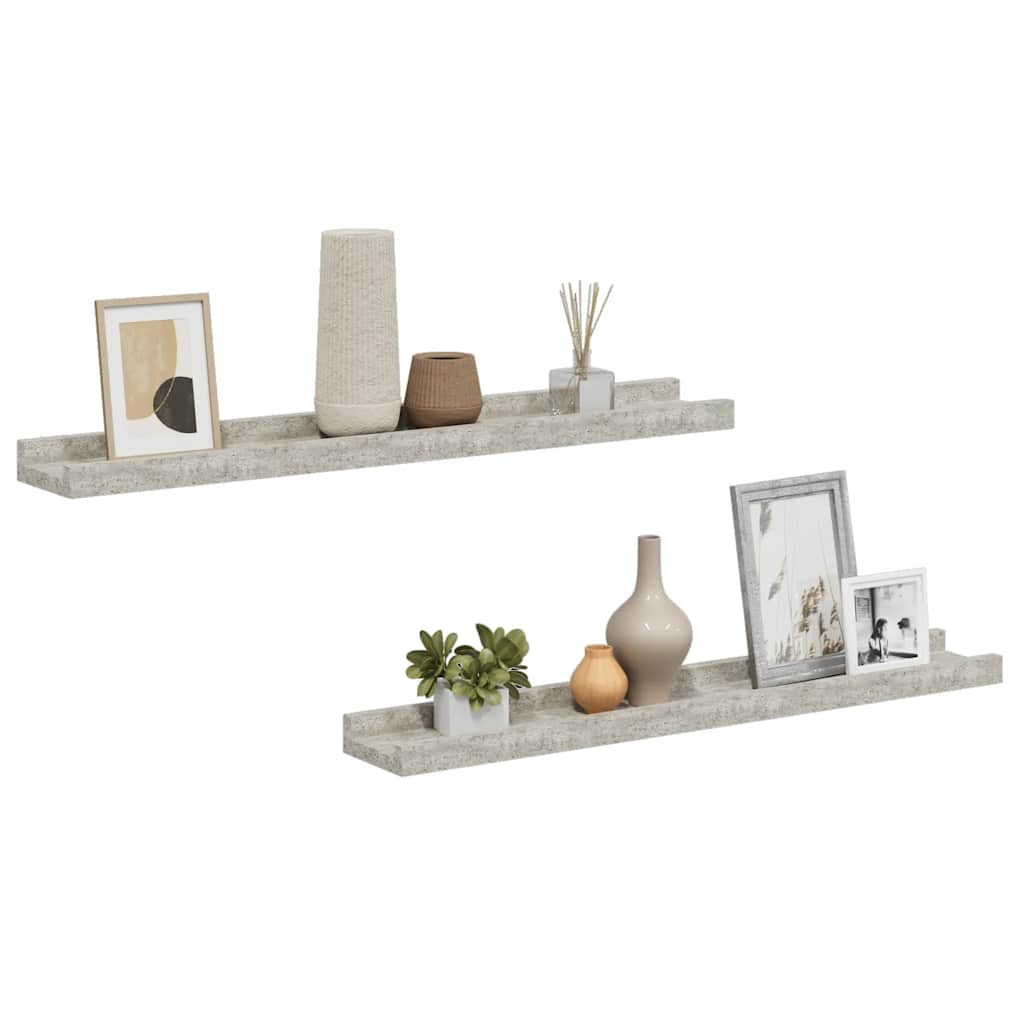 vidaXL Wandregale 2 Stk. Betongrau 60x9x3 cm