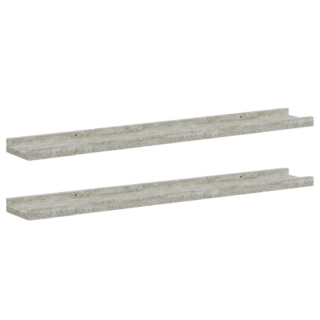 vidaXL Wandregale 2 Stk. Betongrau 80x9x3 cm