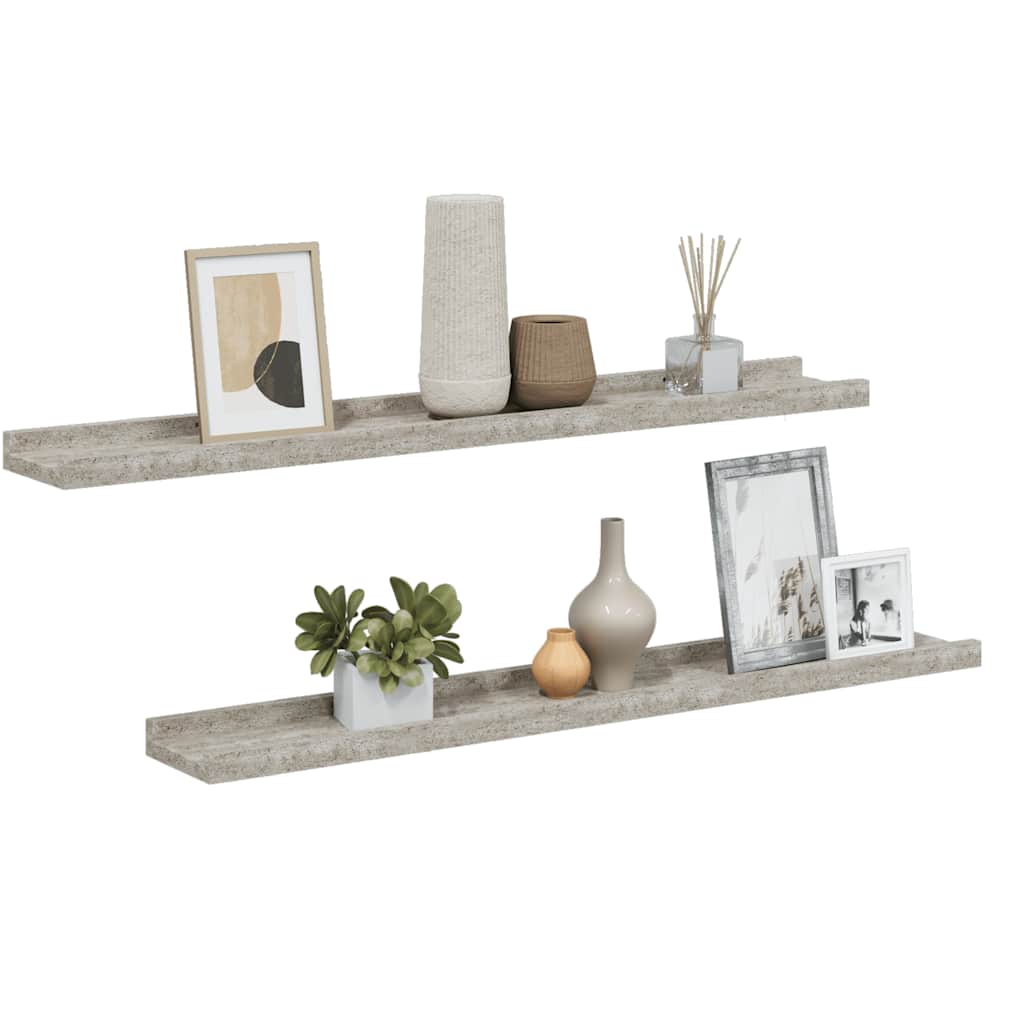 vidaXL Wandregale 2 Stk. Betongrau 80x9x3 cm