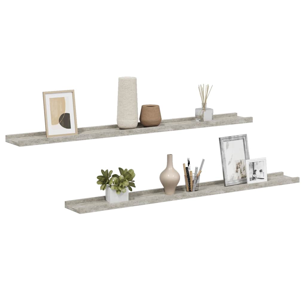 vidaXL Wandregale 2 Stk. Betongrau 100x9x3 cm