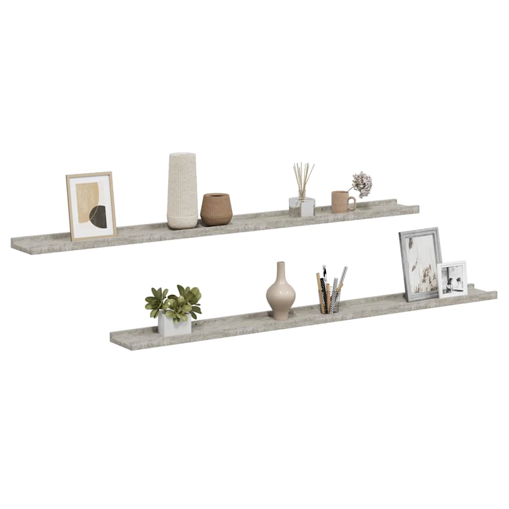 vidaXL Wandregale 2 Stk. Betongrau 115x9x3 cm