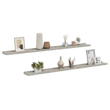 vidaXL Wandregale 2 Stk. Betongrau 115x9x3 cm