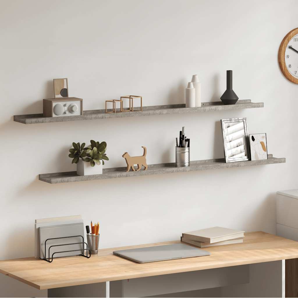 vidaXL Wandregale 2 Stk. Betongrau 115x9x3 cm