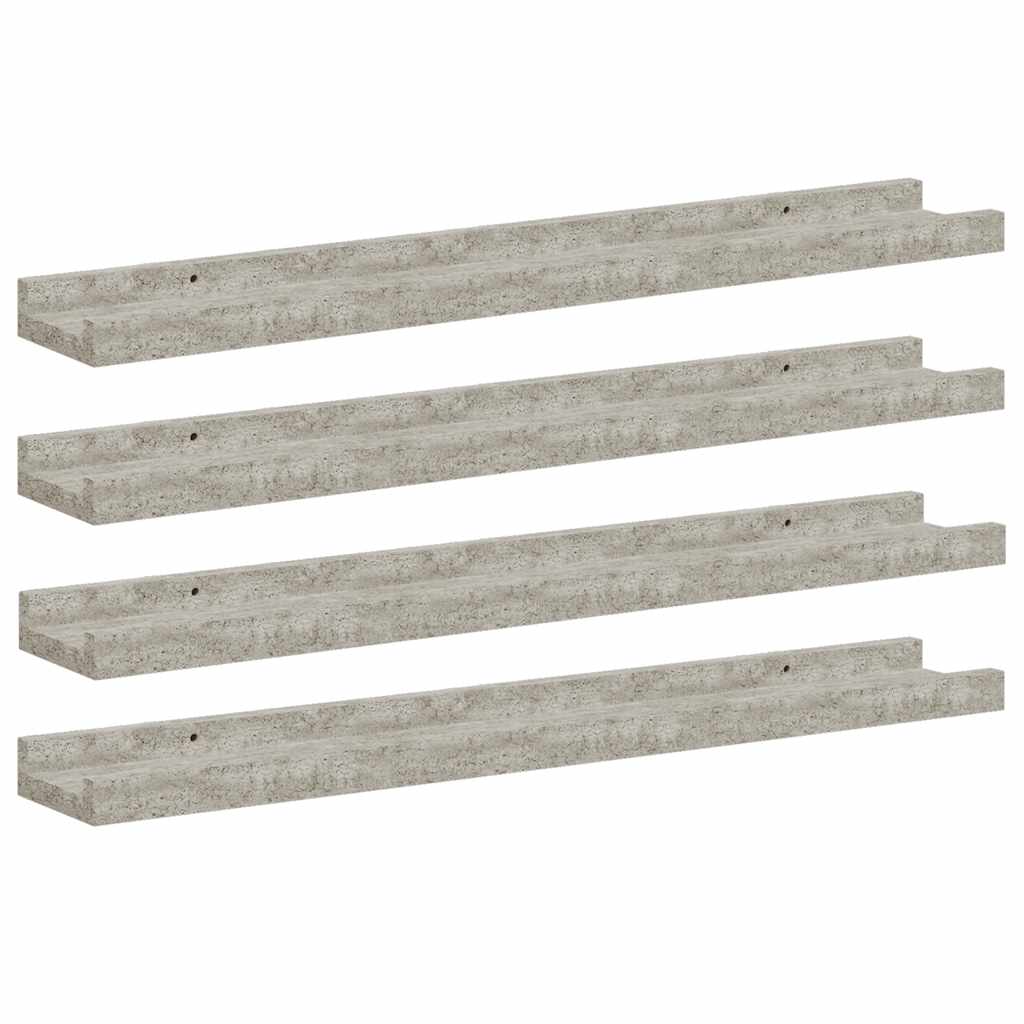 vidaXL Wandregale 4 Stk. Betongrau 60x9x3 cm
