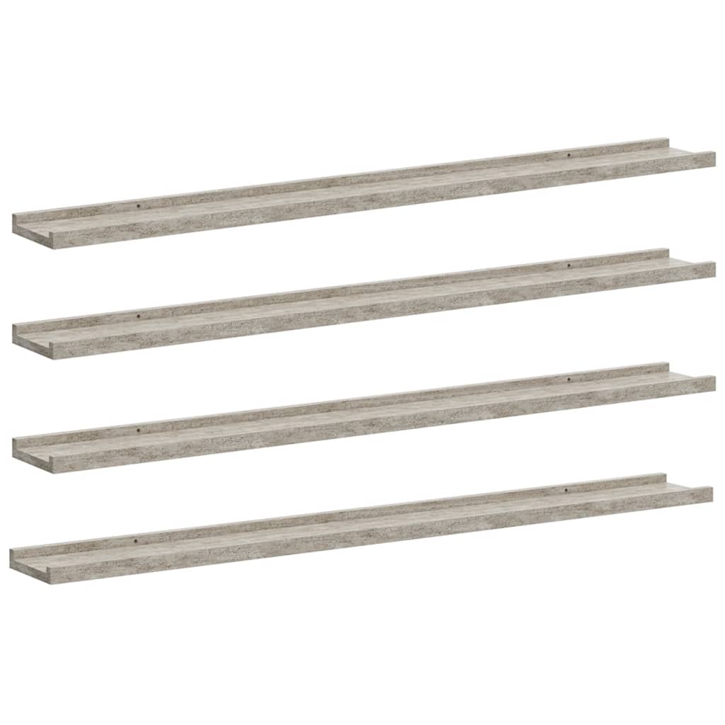 vidaXL Wandregale 4 Stk. Betongrau 100x9x3 cm