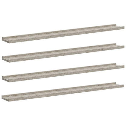 vidaXL Wandregale 4 Stk. Betongrau 100x9x3 cm