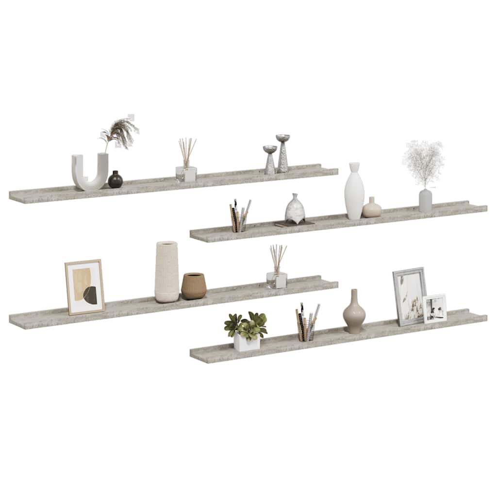 vidaXL Wandregale 4 Stk. Betongrau 115x9x3 cm