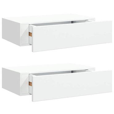 vidaXL Wandregale mit Schubladen 2 Stk. Weiß 40x23,5x10 cm MDF
