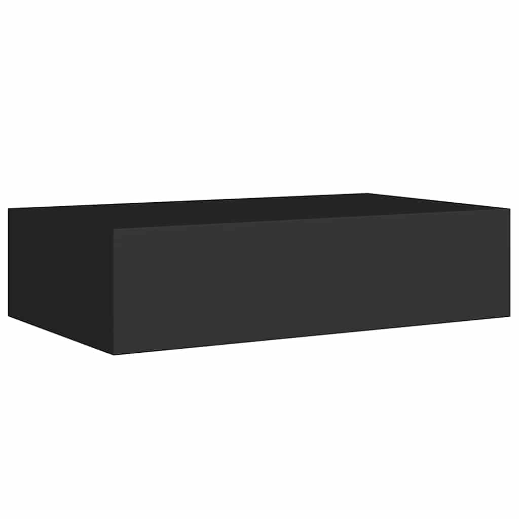 vidaXL Wandregal mit Schublade Schwarz 40x23,5x10 cm MDF