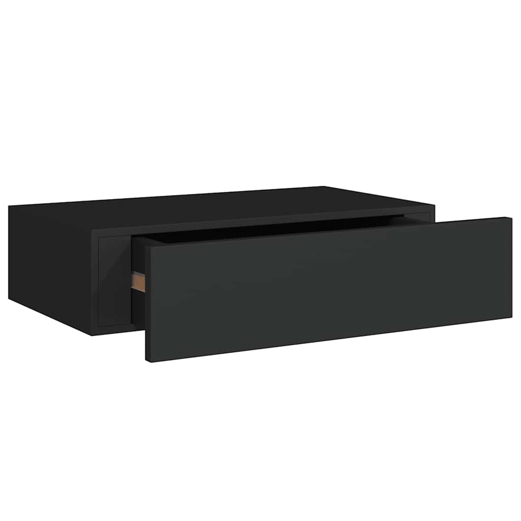 vidaXL Étagères murales avec tiroirs 2 pcs Noir 40x23,5x10 cm MDF