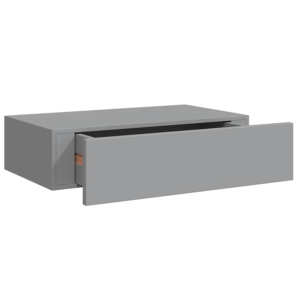 vidaXL Wandregal mit Schublade Grau 40x23,5x10 cm MDF