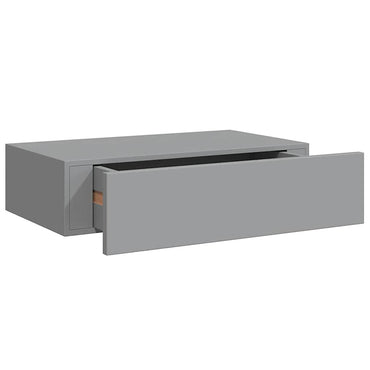 vidaXL Wandregal mit Schublade Grau 40x23,5x10 cm MDF