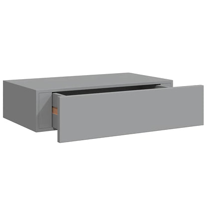 vidaXL Wandregal mit Schublade Grau 40x23,5x10 cm MDF