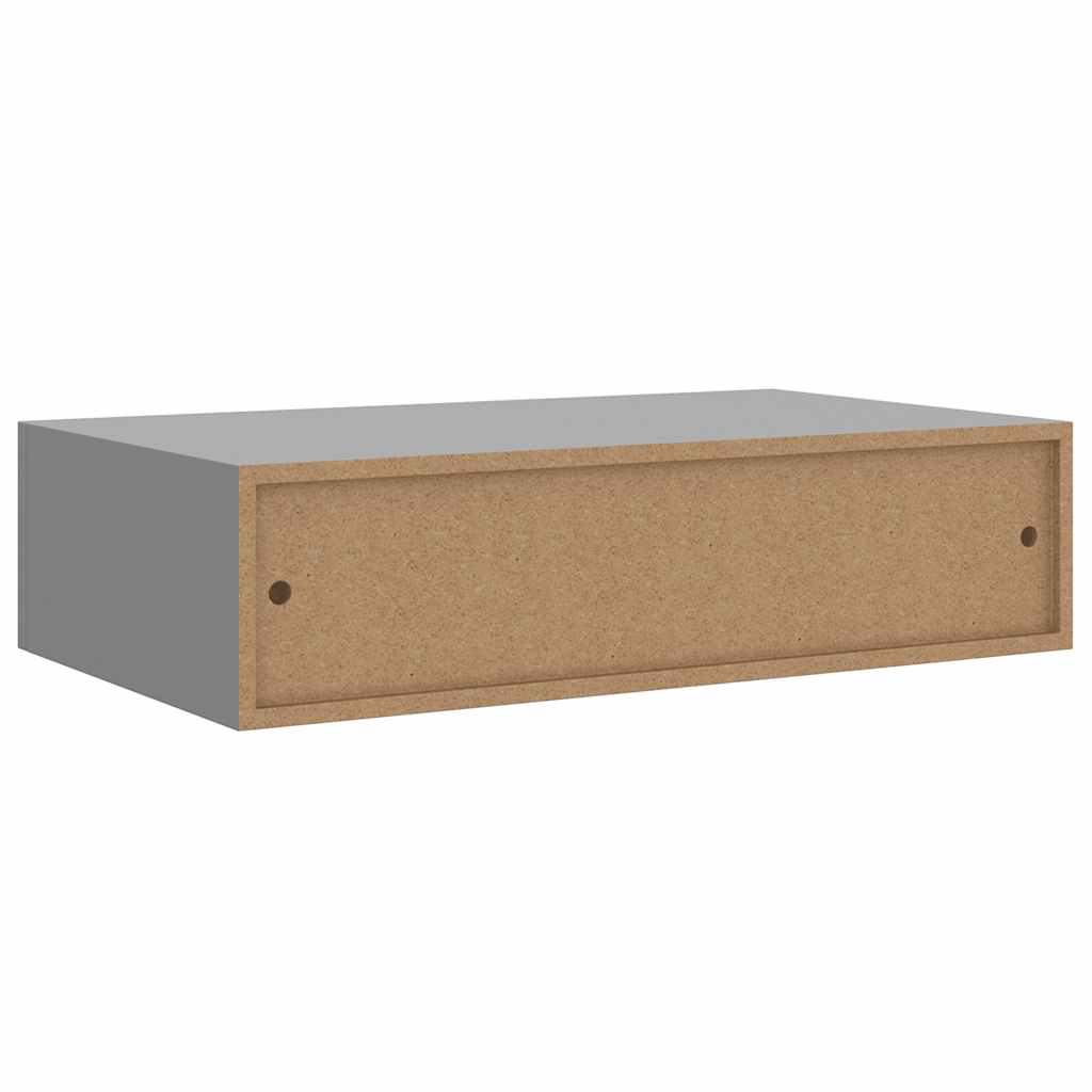 vidaXL Wandregal mit Schublade Grau 40x23,5x10 cm MDF