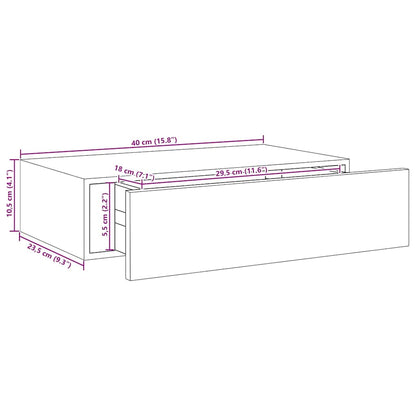 vidaXL Wandregal mit Schublade Grau 40x23,5x10 cm MDF
