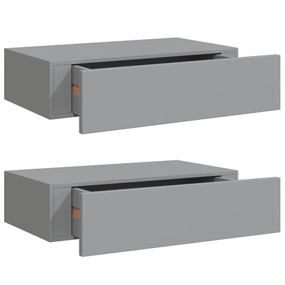 vidaXL Étagères murales avec tiroirs 2 pcs Gris 40x23,5x10 cm MDF