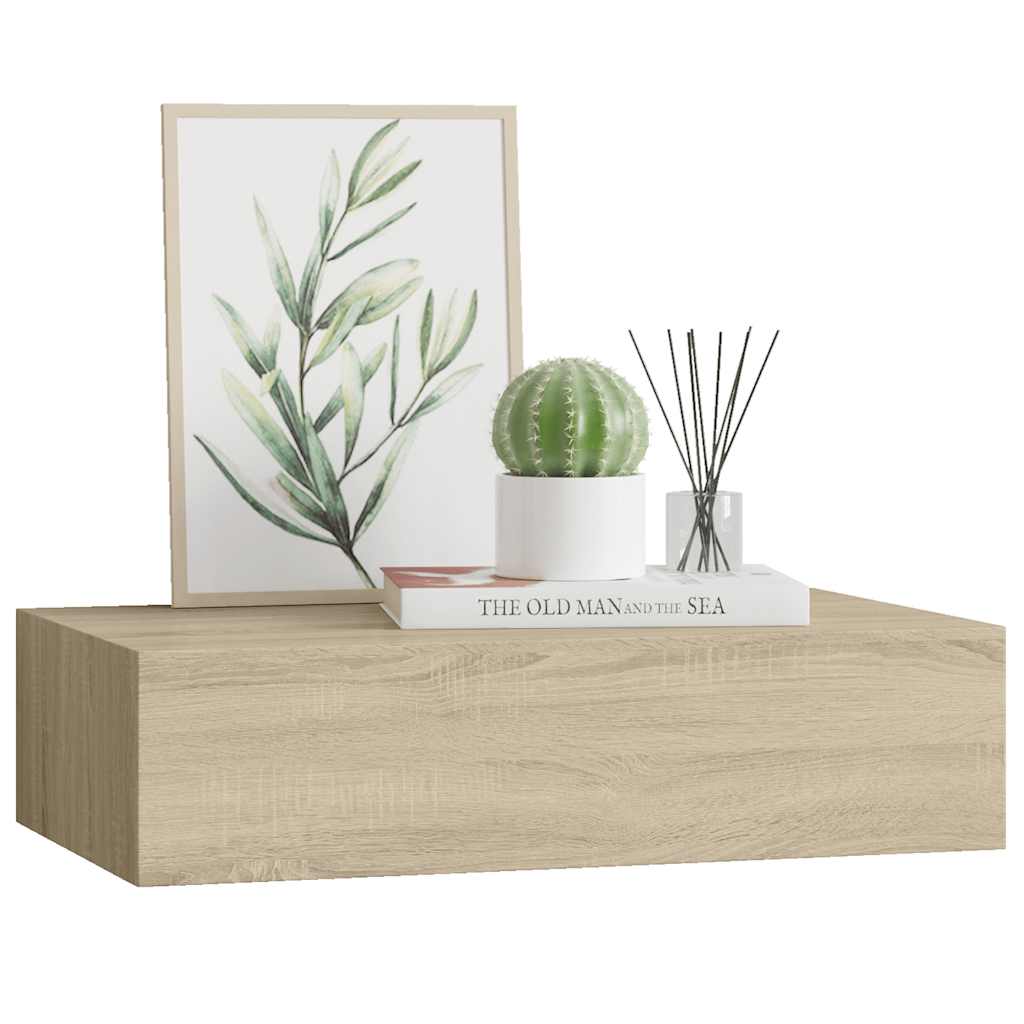 vidaXL Étagère murale avec tiroir aspect chêne 40x23,5x10 cm MDF