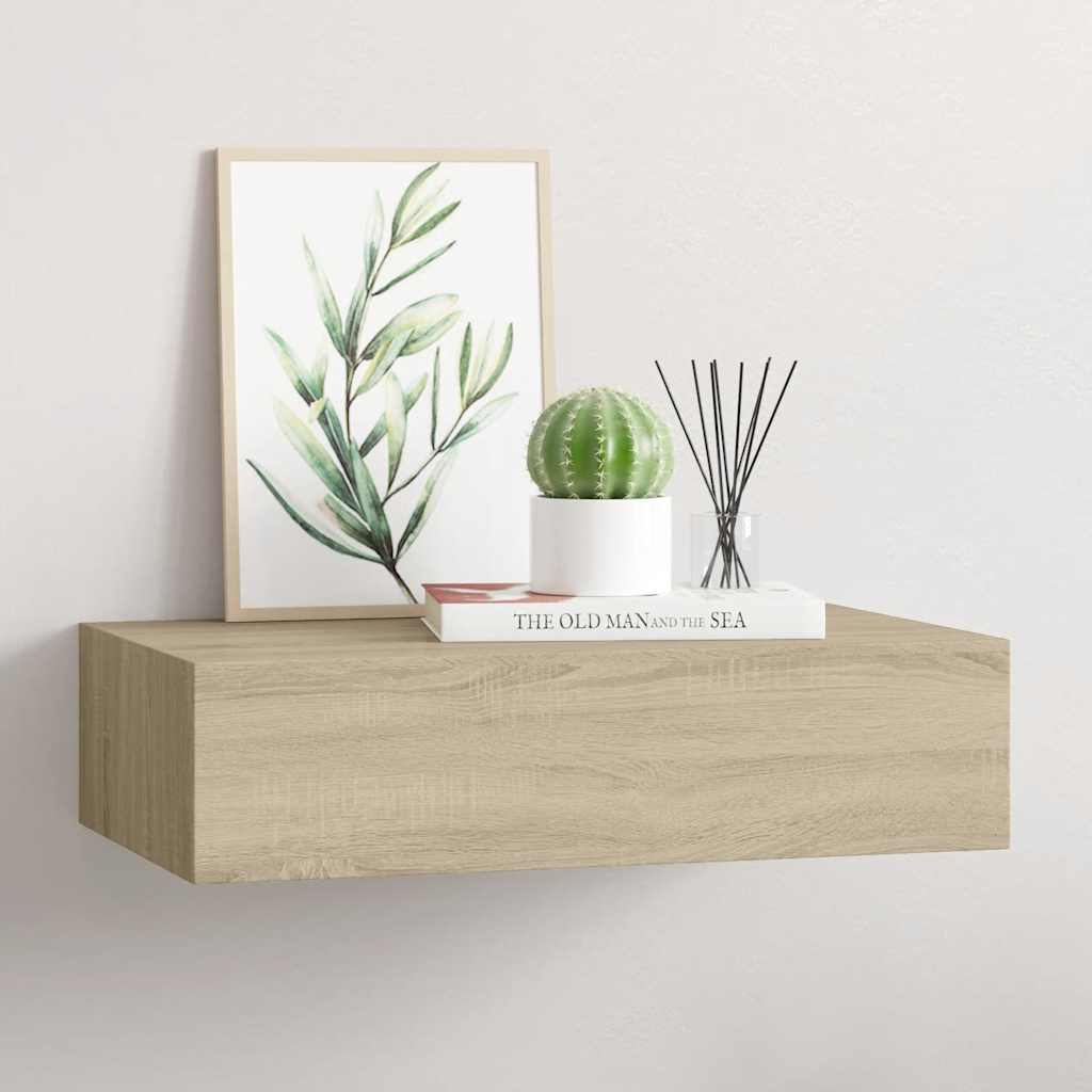 vidaXL Étagère murale avec tiroir aspect chêne 40x23,5x10 cm MDF