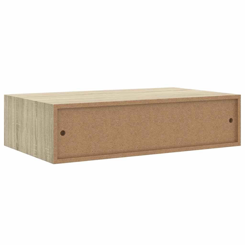 vidaXL Wandregale mit Schubladen 2 Stk. Eichen-Optik 40x23,5x10 cm MDF