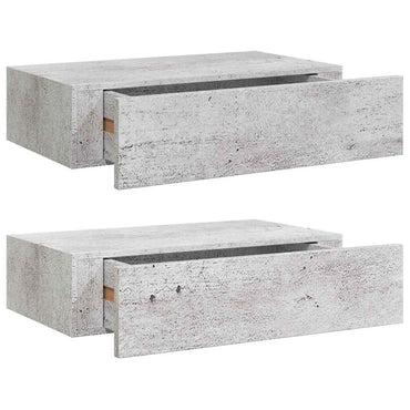 vidaXL Wandregale mit Schubladen 2 Stk. Betongrau 40x23,5x10 cm MDF