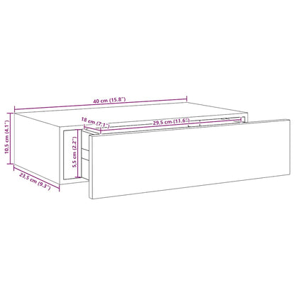 vidaXL Étagères murales avec tiroirs 2 pcs Gris béton 40x23,5x10 cm MDF