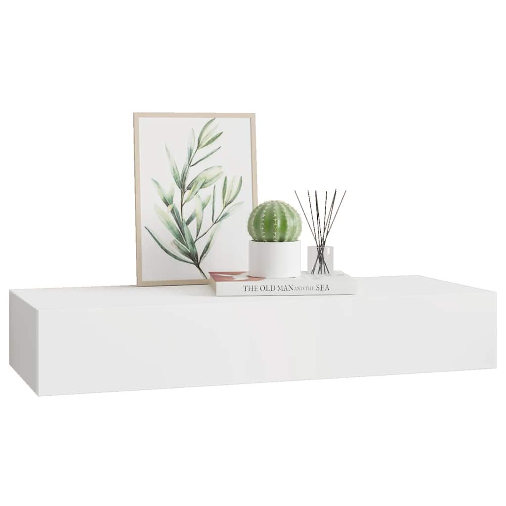 vidaXL Étagère murale avec tiroir Blanc 60x23,5x10 cm MDF