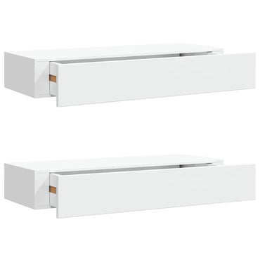 vidaXL Étagères murales avec tiroirs 2 pcs Blanc 60x23,5x10 cm MDF