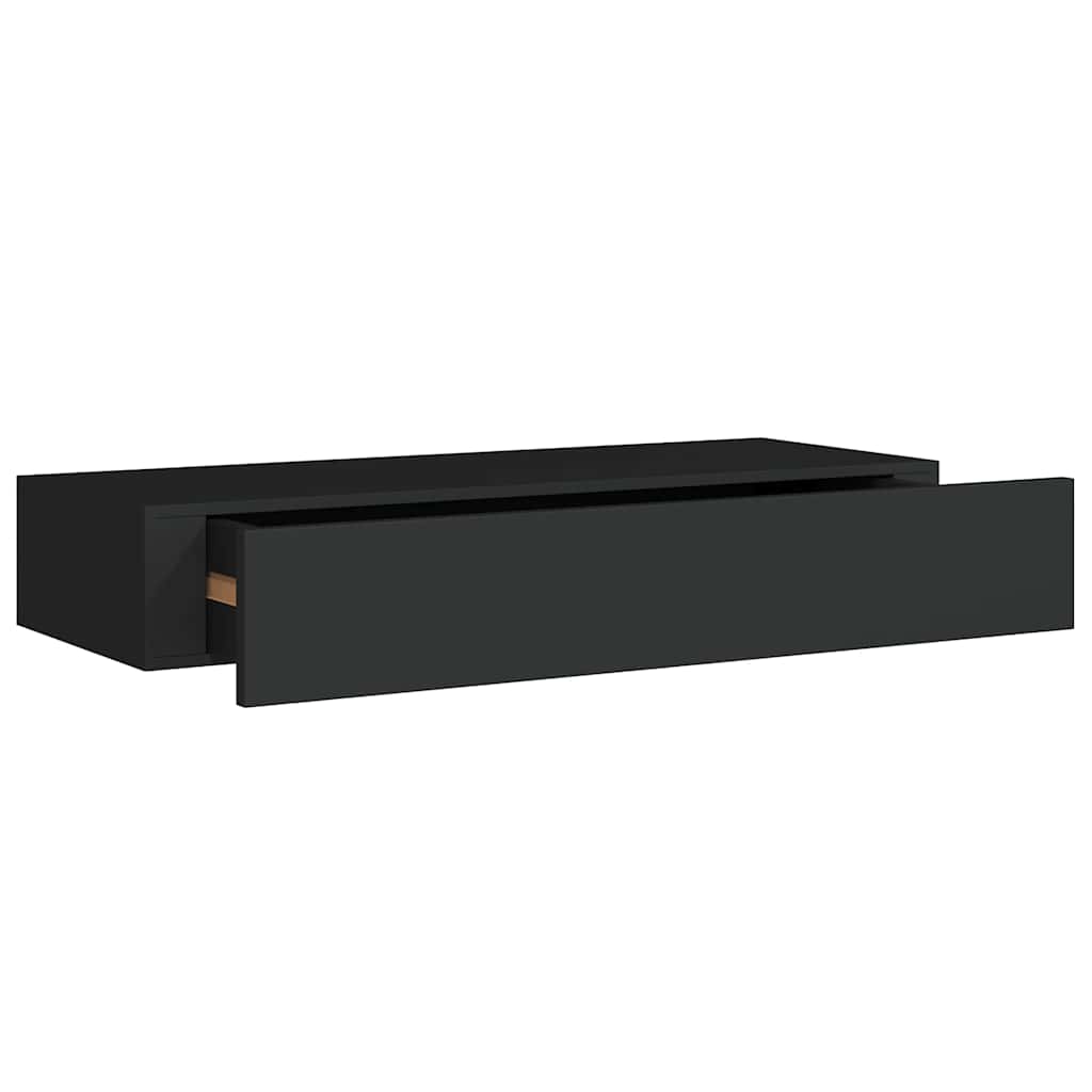 vidaXL Étagère murale avec tiroir Noir 60x23,5x10 cm MDF