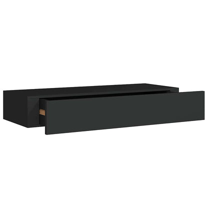 vidaXL Étagère murale avec tiroir Noir 60x23,5x10 cm MDF