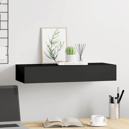 vidaXL Étagère murale avec tiroir Noir 60x23,5x10 cm MDF