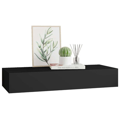 vidaXL Étagère murale avec tiroir Noir 60x23,5x10 cm MDF