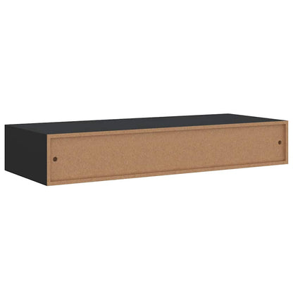 vidaXL Étagère murale avec tiroir Noir 60x23,5x10 cm MDF