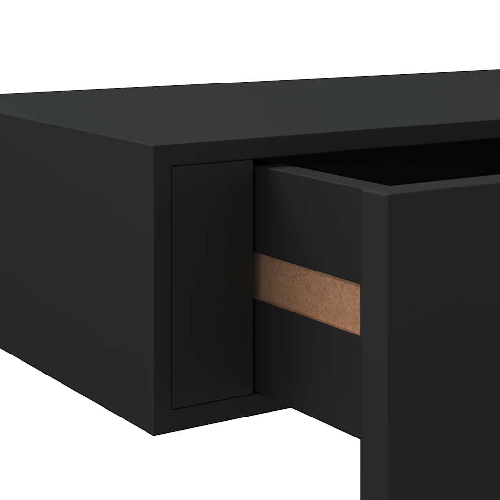 vidaXL Étagère murale avec tiroir Noir 60x23,5x10 cm MDF