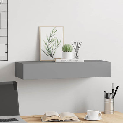 vidaXL Wandregal mit Schublade Grau 60x23,5x10 cm MDF