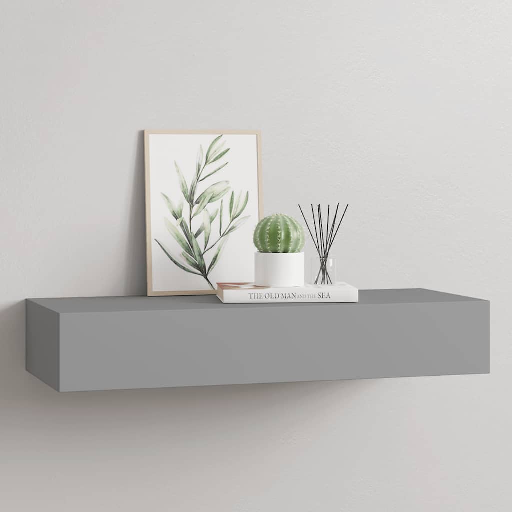 vidaXL Wandregal mit Schublade Grau 60x23,5x10 cm MDF