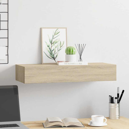vidaXL Wandregal mit Schublade Eichen-Optik 60x23,5x10 cm MDF