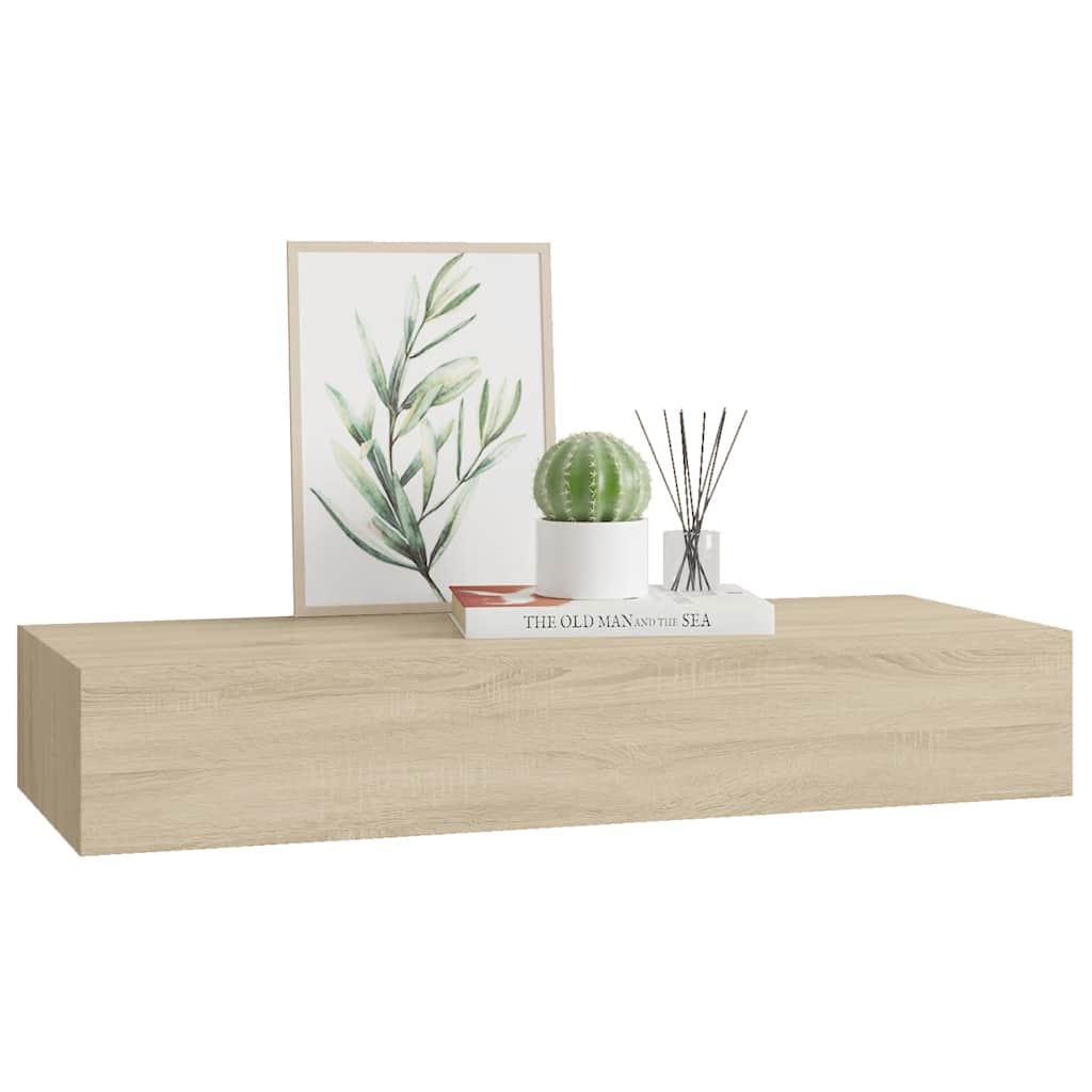 vidaXL Wandregal mit Schublade Eichen-Optik 60x23,5x10 cm MDF