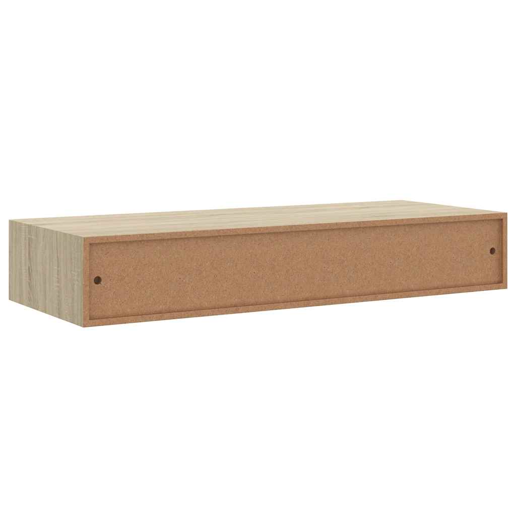 vidaXL Wandregale mit Schubladen 2 Stk. Eichen-Optik 60x23,5x10 cm MDF