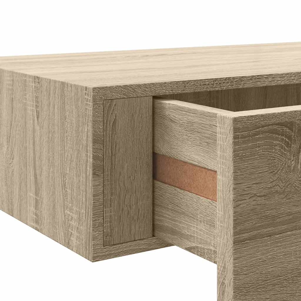 vidaXL Wandregale mit Schubladen 2 Stk. Eichen-Optik 60x23,5x10 cm MDF