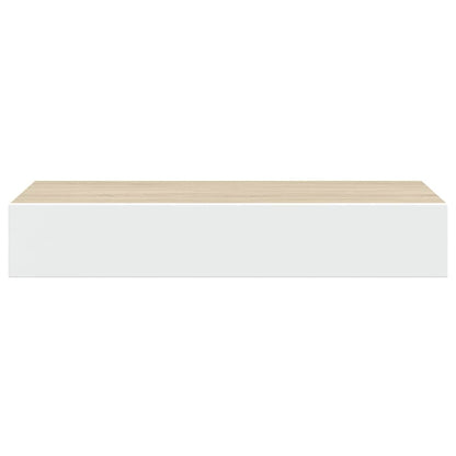 vidaXL Wandmontiertes Schubladenregal Eiche und Weiß 60 x 23,5 x 10 cm MDF